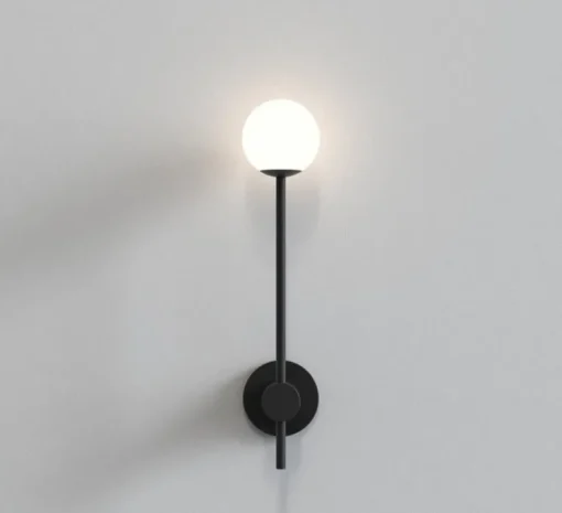 Applique de salle de bain, Orb single, noir mat, IP44, L8cm, H38cm - Astro