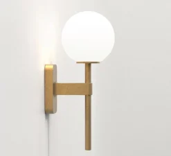 Applique*Astro Applique de salle de bain, Tacoma Single, , IP44, L7cm, H27cm - Lighting laiton, verre opalin