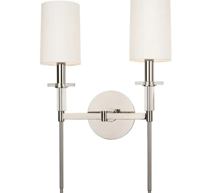 Applique de salle de bain, Amherst double, nickel poli, IP44, L33cm, H47,6cm - Hudson Valley Lighting