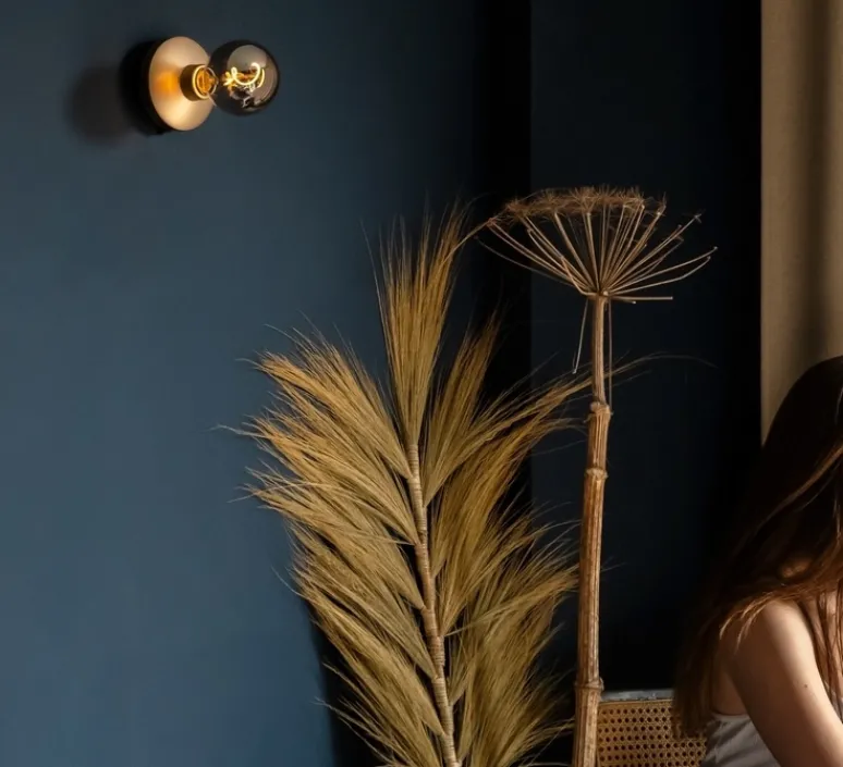 Applique*Humble Applique de salle de bain, sans fil, Bee, , IP65, Ø12cm, H18cm - or fumé