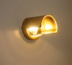 Applique*Contain Applique d'extérieur, Alba monocle, , verre transparent, IP44, Ø8cm, P10cm - laiton brossé