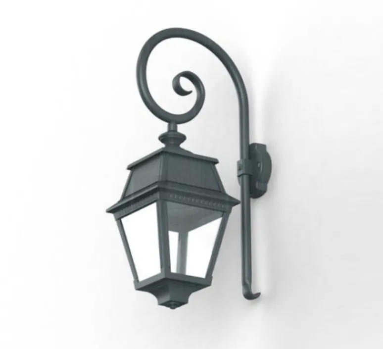 Applique*Roger Pradier Applique d'extérieur, Avenue 2, modèle n°2, , IP44, LED, 2700K, 653 lm, L24cm, H74,3cm - vert de gris, verre clair