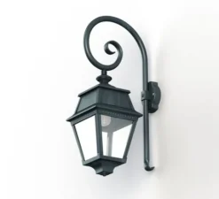 Applique*Roger Pradier Applique d'extérieur, Avenue 2, modèle n°2, , IP44, L24cm, H74,3cm - vert de gris, verre clair