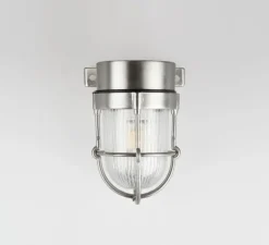 Applique*Zangra Applique d'extérieur, Barry, verre prismatique, , IP64, Ø11cm, H14,5cm - nickel