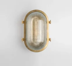 Applique*Zangra Applique d'extérieur, Bart, avec verre prismatique, , IP64, L16cm, H26cm - laiton