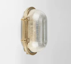 Applique*Zangra Applique d'extérieur, Bart, avec verre prismatique, , IP64, L16cm, H26cm - laiton