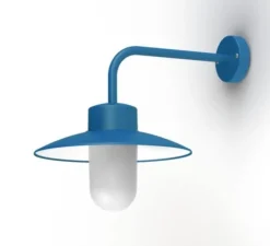 Applique*Roger Pradier Applique d'extérieur, Belcour, Modèle n°9, , IP44, L32cm, H38,5cm - bleu azur, verre dépoli