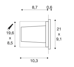 Applique*SLV Applique d'extérieur, BRICK, , IP65, LED, 3000K, 950 lm, L21cm, H9,1cm - noir