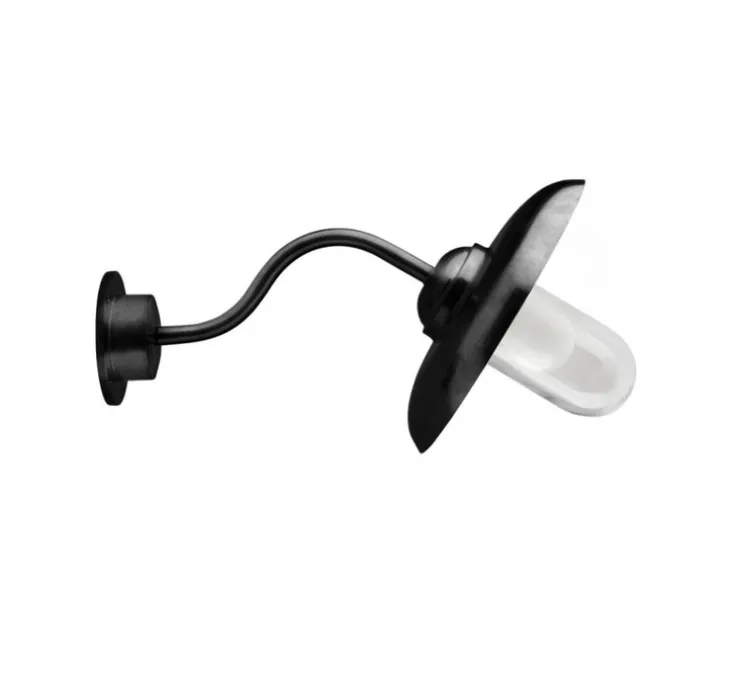 Applique d'extérieur, Col de cygne, rétro noir, verre transparent, IP53, L29cm, H44cm - Zangra