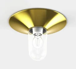 Applique d'extérieur, Cooper N° 1, verre clair laiton brossé 075, IP65, L30,2cm, H30,2cm - Roger Pradier