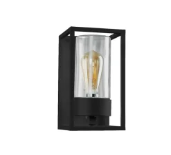 Applique*Moretti Luce Applique d'extérieur, Cubic 3365, , verre transparent, IP44, L15cm, H27cm - Noir