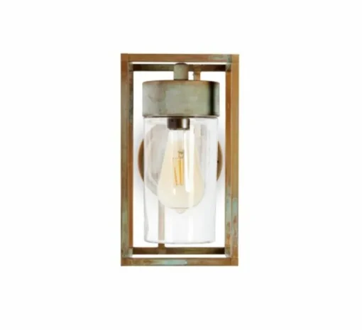 Applique*Moretti Luce Applique d'extérieur, Cubic 3372, , IP44, L15cm, H27cm - Laiton vieilli