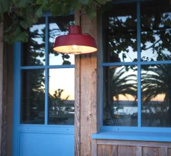 Applique*Roger Pradier Applique d'extérieur, Faktory N° 1, , IP44, L34,6cm, H22,3cm - verre clair, Rouge tomate