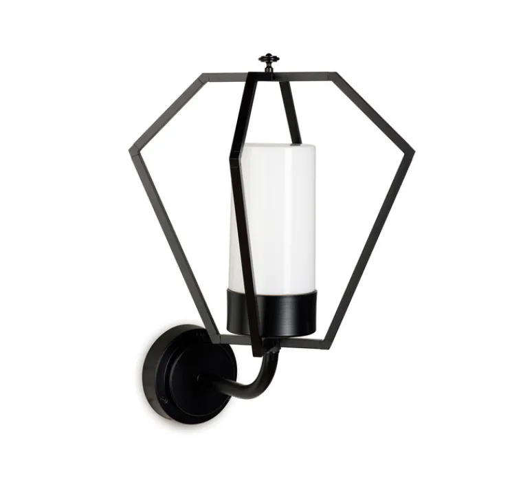 Applique*Moretti Luce Applique d'extérieur, Gemstone 3451, , verre opale, IP44, Ø33cm, H48cm - Noir
