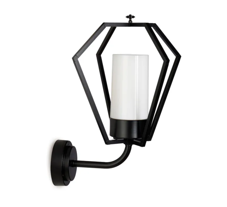 Applique*Moretti Luce Applique d'extérieur, Gemstone 3451, , verre opale, IP44, Ø33cm, H48cm - Noir