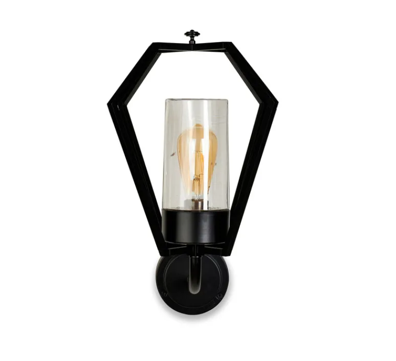 Applique*Moretti Luce Applique d'extérieur, Gemstone 3451, , verre transparent, IP44, L33cm, H48cm - Noir