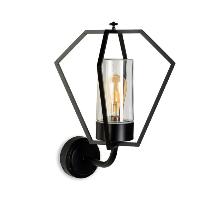Applique*Moretti Luce Applique d'extérieur, Gemstone 3451, , verre transparent, IP44, L33cm, H48cm - Noir