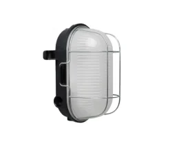 Applique d'extérieur, Hublot, bakélite et verre opalin, noir, IP54, L13,5cm, H19,5cm - Zangra