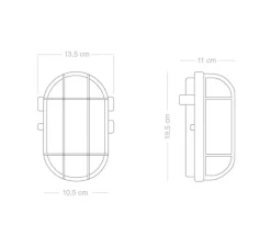Applique d'extérieur, Hublot, bakélite et verre opalin, noir, IP54, L13,5cm, H19,5cm - Zangra