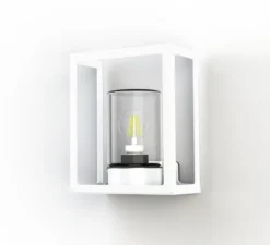 Applique*Roger Pradier Applique d'extérieur, Hugy N° 1, , IP65, L20,6cm, H25,3cm - verre clair, blanc pur