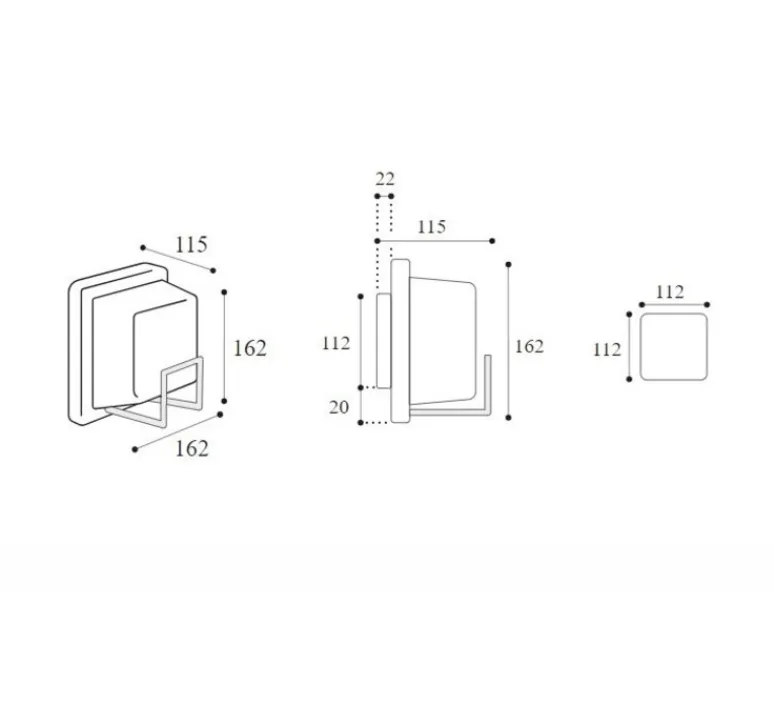 Applique*Moretti Luce Applique d'extérieur, Ice Cubic square 3407, , IP65, L16,2cm, H16,2cm - antique nickel