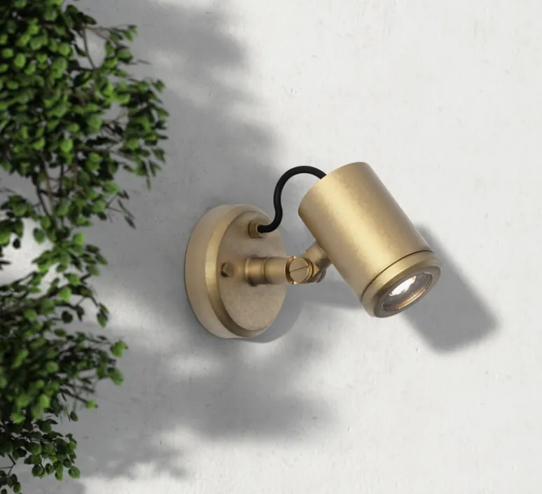 Applique*Astro Applique d'extérieur, Jura Single Spot, laiton massif, IP65, L12cm, H15,5cm - métal, laiton