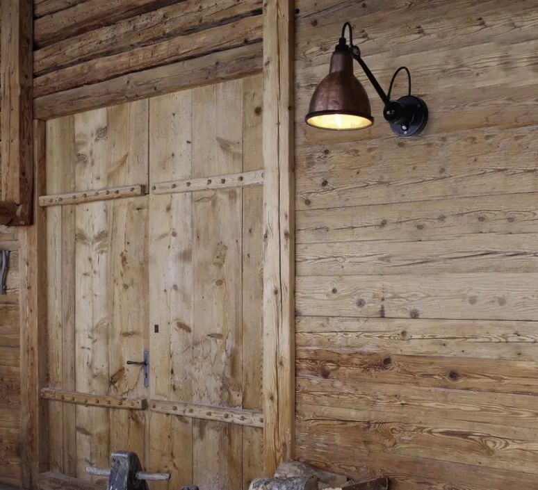 Applique*DCW éditions Paris Applique d'extérieur, Lampe Gras N°304 XL Outdoor, , IP64, L22cm, H22cm - abat-jour cuivre intérieur blanc