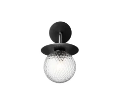 Applique*Nuura Applique d'extérieur, LIILA , , IP54, Ø14cm, H26cm - noir, globe transparent