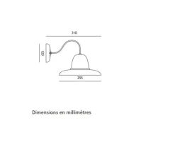 Applique*Toscot Applique d'extérieur, Spoleto 1231, , IP55, P37cm, Ø25,5cm - gris