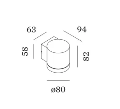 Applique*Wever&Ducré Applique d'extérieur, Taio round 1.0, , IP65, LED, dim, 3000K, 380 lm, L8cm, H8,2cm - anthracite
