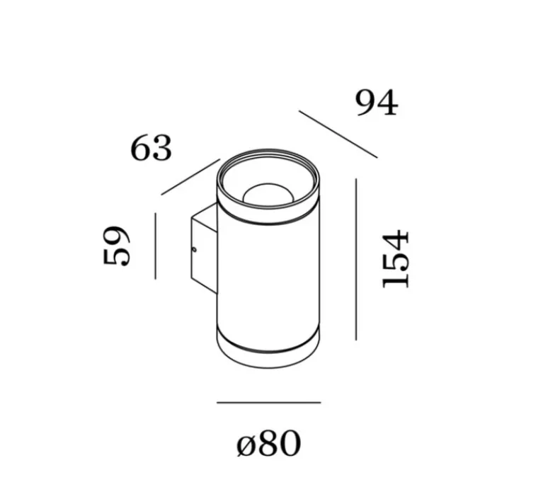 Applique*Wever&Ducré Applique d'extérieur, Taio round 2.0, , IP65, LED, dim, 2700K, 670 lm, L8cm, H15,4cm - bronze