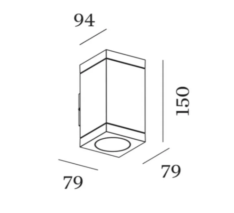 Applique*Wever&Ducré Applique d'extérieur, Tube carré 2.0, , IP65, LED, dim, 3000K, 1260 lm, L7,9cm, H15cm - noir
