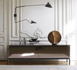 Applique double, 2 bras pivotants, 1 courbe, noir, H70cm - Serge Mouille