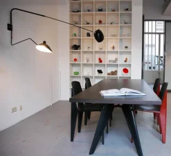 Applique double, 2 bras pivotants, 1 courbe, noir, H70cm - Serge Mouille