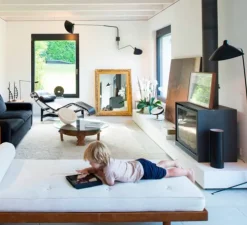 Applique double, 2 bras pivotants, 1 courbe, noir, H70cm - Serge Mouille