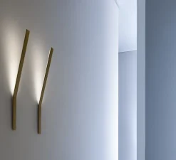 Applique, en saillie, Ypsilon, Laiton Satiné, LED, 3000K, 1118lm, L14,5cm, H62cm - Panzeri