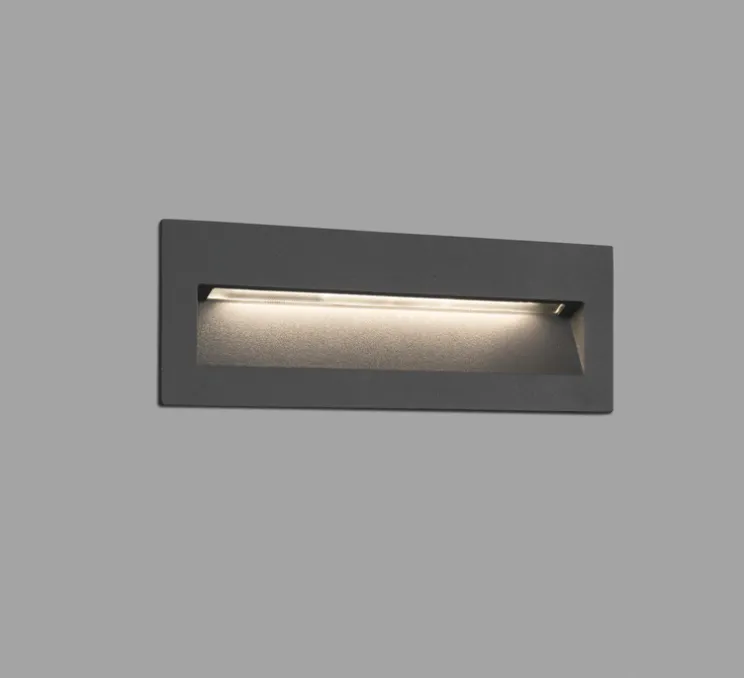 Applique, encastré de marche, NAT LED, gris foncé, IP65, 3000K, 330lm, L22,5cm, H7,5cm - Faro