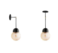 Applique*Zangra Applique et lampe articulaire glass 032, Pure Porcelaine, , H,42cm,Ø15 cm- noir, laiton