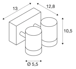 Applique*SLV Applique et plafonnier extérieur, double,HELIA, LED,3000K, 900 lm,, IP55, H10.5cm - anthracite