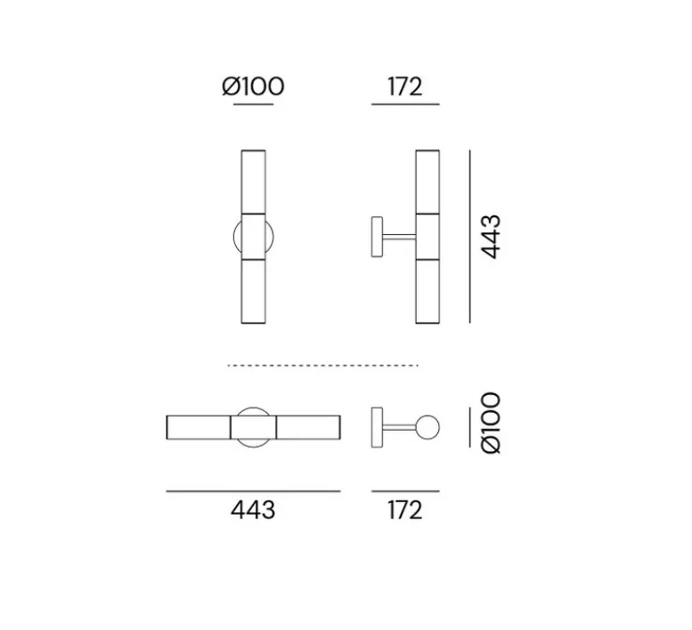 Applique*Il Fanale Applique, Etoile 04, , L44,3cm, H17,2cm - laiton naturel et blanc