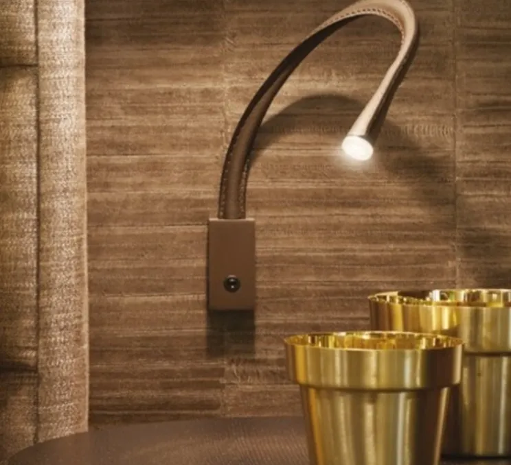 Applique, FLEXILED 60 Bronze, Cuir marron foncé, LED, 2700K, 500lm, L60cm, Hcm - Contardi