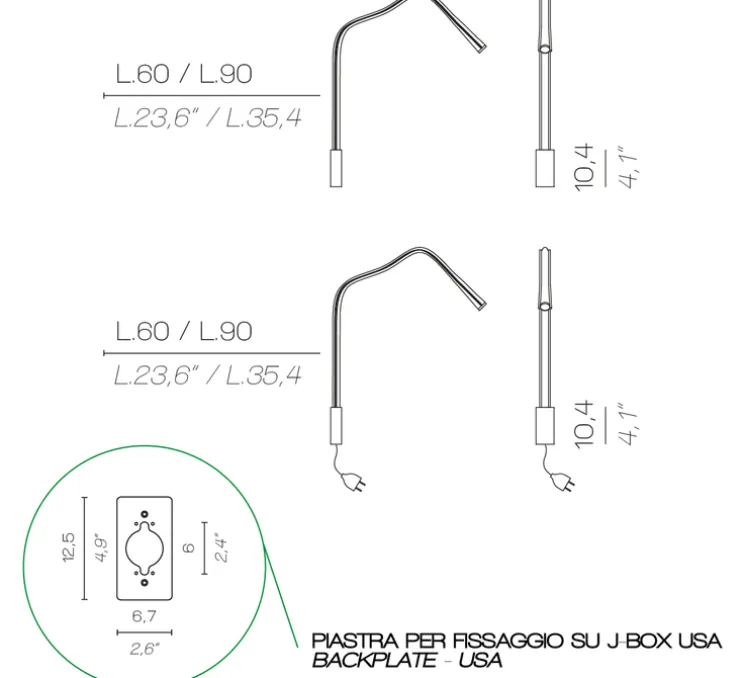 Applique, FLEXILED 60 Bronze, Cuir marron foncé, LED, 2700K, 500lm, L60cm, Hcm - Contardi
