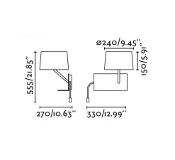 Applique, Handy, blanc, liseuse droite, LED,140lm, 2 interrupteurs - H55cm - FARO