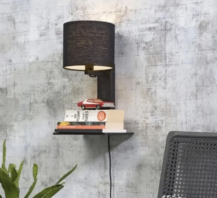 Applique, Liseuse, Andes, noir, L25cm, H36cm - Good&Mojo