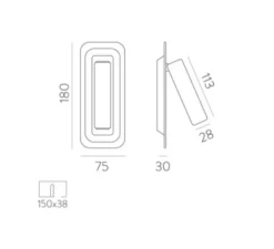 Applique*ACB Applique, liseuse, Boheme, , LED, 3000K, 315 lm, L7,5cm, H18cm - noir