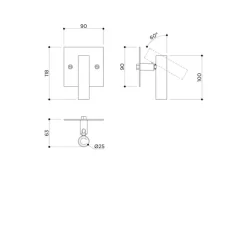 Applique, liseuse, Book, laiton noir, L9cm, H11,8cm - Contain