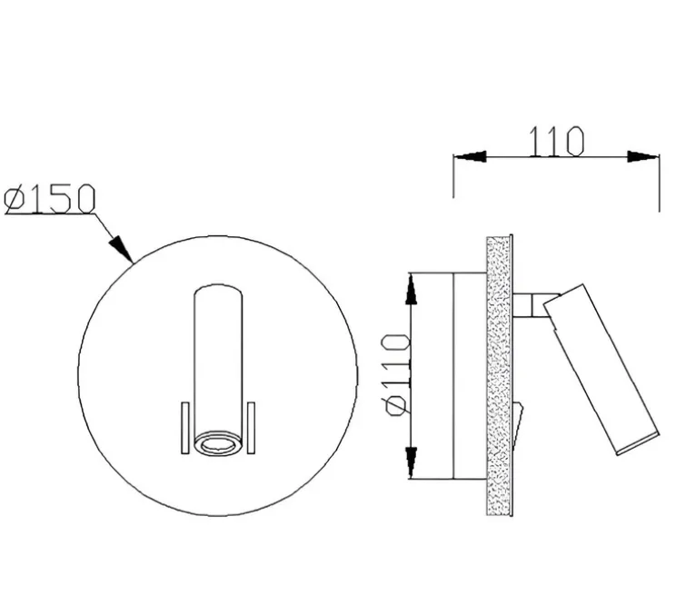 Applique, liseuse, Cayman, noir, LED, 3000K, 620 lm, L15cm, H15cm - Mantra