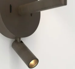 Applique, liseuse, Club Reader, bronze/laiton naturel avec abat-jour French Drum 220 en tissu blanc, E27 + LED, 2700K, 71lm, L22cm, H37,3cm - Astro