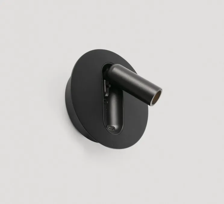 Applique liseuse, encastrable / en saillie, Timit, port USB-C, noir, LED, 2700K, 357 lm, L14,5cm, H14,5cm - Faro