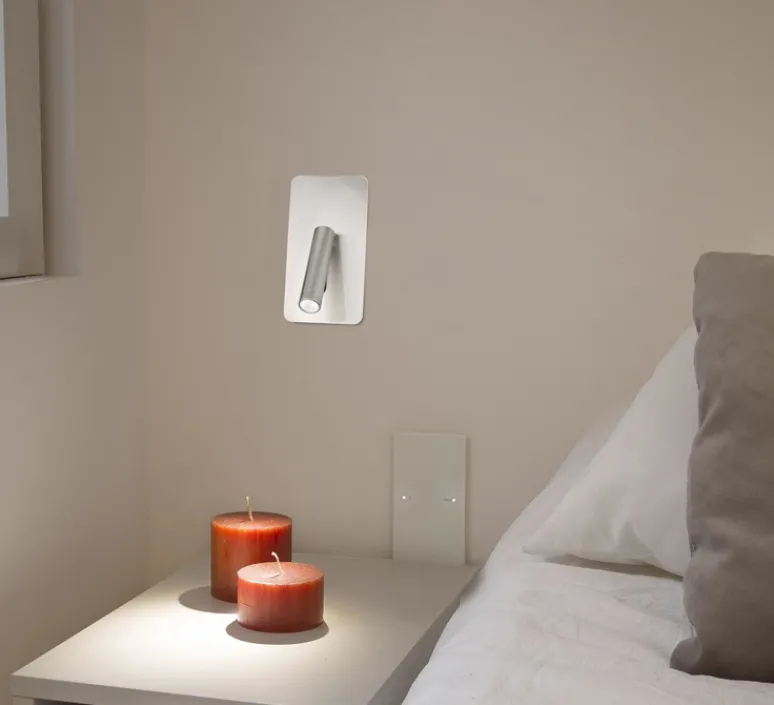 Applique*Faro Applique, liseuse, encastrable, SUAU, nickel mat, avec interrupteur, LED, 3000K, 140lm, H17cm, L9,5cm - chrome